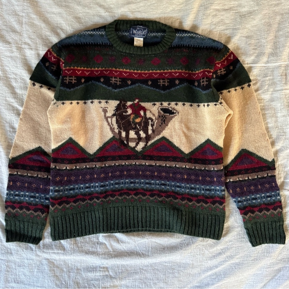 Woolrich Woman Vintage Equestrian Hunter Sweater 100% Wool